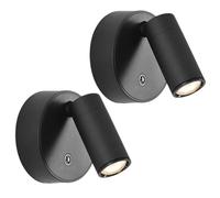2 Pezzi 3W Lampade da Lettura, Lettura a LED, Lampada da Lettura con Porta di Ricarica USB C, Parete da Comodino, Lettura Lampada Letto per Auto Camion Caravan Camper Campeggio Barca, Nero