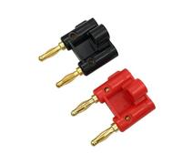 2 pezzi 4 mm dorato doppio doppio spina a banana for adattatore altoparlante jack a morsetto(Red)