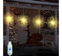 2 pezzi/4 pezzi Fuochi d'artificio appesi, luci a sfera a forma di esplosione alimentate tramite USB, decorazioni a soffitto appese, luci a LED a forma di fuochi d'artificio, adatte per San Valentino,