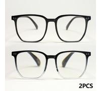 2 pezzi/4 pezzi Occhiali da lettura alla moda con montatura grande, unisex, montatura nera con design minimalista sfumato, con dettagli decorativi, leggeri e comodi, adatti per il tempo libero, uso qu