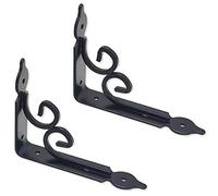 (2 Pezzi/4 Pezzi) Staffe per Mensole Antiche, Staffe Decorative per Mensole con Processo Di Spruzzatura Di Plastica, Staffe a L Montate a Parete/2Pcs-Black/140 * 190Mm