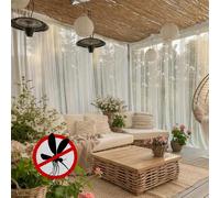 2 pezzi/4 pezzi Tende da esterno in stile classico semi-trasparenti - Zanzariera in poliestere a maglia, adatta per patio, gazebo, pergolato - Disegno con passanti per asta, trasparente, traspirante, 