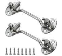 2 Pezzi 4 pollici Gancio tempesta in acciaio inox Con occhiello e viti,Gancio Chiusura porta Gancio Finestra Chiavistello,Gancio serratura a gancio,Ganci Finestra per cancelli