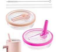 2 Pezzi 40oz Tazza Coperchi Riutilizzabili Con Cannuccia,Premium, A Prova Di Perdite,Accessori Stanley Cup,Include Cannuccia (Pesca+Rosa)