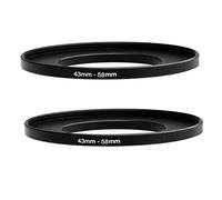 (2 pezzi) 43-58 mm Step Up Ring Adapter, anello filtro Step Up da 43 mm a 58 mm, anello da 43 mm maschio 58 mm femmina per obiettivo DSLR e filtri a infrarossi ND UV CPL