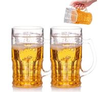 2 pezzi 450ml Doppio Strato Boccale da birra divertente, Tazza da birra finta - 450ml Doppio Strato Boccale da birra finto con manico, Doppio strato mezzanino Boccale da birra realistico in plastica c
