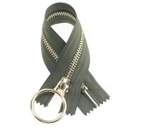 2 pezzi 5# 20 cm cerniera in metallo oro chiaro per cucire cursore circolare a estremità chiusa blocco automatico per abbigliamento,Verde militare,20cm
