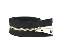 2 pezzi 5# da 15 cm a 80 cm con cerniera in metallo chiusa e aperta con blocco automatico per cucire indumenti tasca borsa kit di riparazione,Oro nero,2 pezzi, estremità aperta, 80 cm