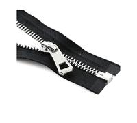 2 pezzi 5# da 35 cm a 85 cm con cerniera in metallo aperta per cucire borse, giacche, indumenti, accessori fai da te,Nero Argento,35 centimetri
