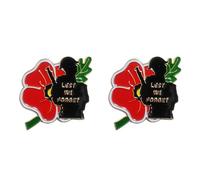 2 pezzi/5 pezzi distintivi smaltati per il giorno della memoria soldato veterano papavero rosso per non dimenticare spille regali memorabilia, 5 Pcs, Metallo
