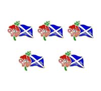 2 pezzi/5 pezzi spilla smaltata a forma di papavero rosso, bandiera del Regno Unito, ricordo ricordo, 5 Pcs, Metallo