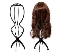 2 Pezzi 50 cm Lunghi Pieghevole Portatile per Parrucche Plastica Porta Pieghevole Altezza Regolabile Porta Parrucca Donna Testa per Parrucca Pieghevole Asciugatrice Parrucche per Viaggi (Nero)