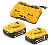 2 pezzi 5000mAh di ricambio per Dewalt batteria 18V+ 1 pezzo ricambio per Dewalt 14,4V-20V doppio caricatore DCB102