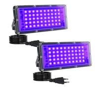 2 Pezzi 50W Faretto UV LED, Faro Con Spina, IP65 Impermeabile Luce Nera, Black