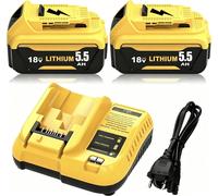 2 Pezzi 5500mAh Ricambio per Dewalt Batteria 18V 5.5Ah + Caricabatterie DCB107 1