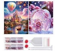 2 Pezzi 5D Diamond Painting Kit Completo, Pittura Diamante 5D,Pittura con Numeri Diamante,Dipinti Decorazioni per Pareti Domestiche,Passatempo per Adulti Bambini,30x40 cm