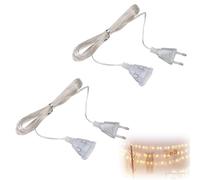 2 Pezzi 5M Cavi di Prolunga Elettrica, Cavo Piatto Pvc di Prolunga Cavo Ultra-Sottile 2 Fili con Spina Euro con Interruttore C avo di Alimentazione per Lanterne LED e Esterni, 220 V