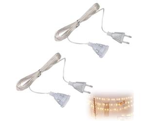 2 Pezzi 5M Cavi di Prolunga Elettrica, Cavo Piatto Pvc di Prolunga Cavo Ultra-Sottile 2 Fili con Spina Euro con Interruttore C avo di Alimentazione per Lanterne LED e Esterni, 220 V