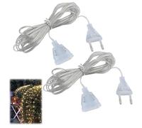 2 Pezzi 5M Cavi di Prolunga Trasparenti, Cavo Sottile e Flessibile a 2 Fili, Apparecchi a Basso Consumo Energetico, Presa Europea per Illuminazione LED e Esterni, Filo elettrico trasparente