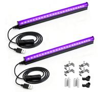 2 Pezzi 5W UV Barra Ultravioletti 24 LED Nera Luce 5V Porta USB 385-400nm Portatile 270° Angolo del Fascio Tubo per Natale, Halloween Sera, Discoteca Pittura Corporale, Fluorescente Blacklight Party