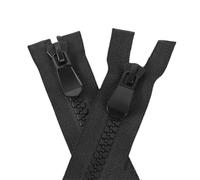 2 pezzi 60 cm-80 cm 10# Cerniera a doppia coda in resina for carro armato, grande cerniera for abbigliamento, giacca, piumino, a striscia Per Cucito(65cm)