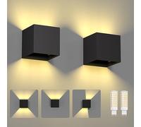 2 Pezzi 7W Applique da Parete Esterno Interni LED Lampada, IP65 Lmpermeabili con Lampadina Sostituibile G9 LED, Bianco Caldo 3000K, Angolo del Fascio Regolabile Applique, Guscio Nero