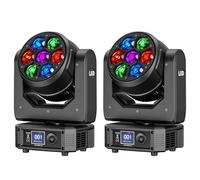 2 pezzi 7X40W Teste Mobili LED RGBW Luci Discoteca Beam Funzione Zoom Effetto Luce Discoteca per Natale Feste Concerti Matrimoni Discoteca Eventi Bar Club
