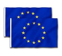 2 Pezzi 90x150cm Bandiere dell'Europa con 2 occhielli in metallo Durevole Bandiera dell'Europa Resistente alle Intemperie Bandiera EU Classica Conferenza/Giardino/Parata Bandiera Unione Europea