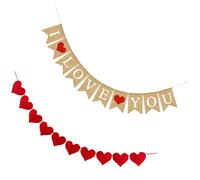 2 pezzi a forma di cuore Garlands Linen String Flags Pendants (Red Brown)