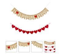 2 pezzi a forma di cuore Garlands Linen String Flags Pendants (Red Brown)