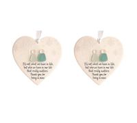 2 pezzi a forma di cuore regalo 'amicizia per le donne, Natale Ceremic Heart Sea Glass ornamento albero di Natale appeso ciondolo amore per camera da letto, balcone, porta, finestra o parete 7,6 x