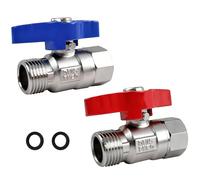 2 Pezzi a Sfera da 1/2 Pollice, Materiale Ottone, Rubinetto a Sfera con Filettatura Interna ed Esterna, per Riscaldamento a Pavimento, Acqua e Gas, Tubi Sanitari (Blu e Rosso)