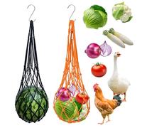 2 Pezzi Abbeveratoio e Mangiatoia per Galline, Mangiatoia per Galline e Polli con Ganci a S, Nylon Alimentazione Rete Borsa per Verdure, per Snack e Giocattoli, per Galline(Nero + Arancione)