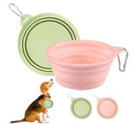 2 pezzi abbeveratoio pieghevole piatto mangiatoia portatile con moschettone, per gatti, ciotola pieghevole per cani, animali domestici, per escursioni o viaggi