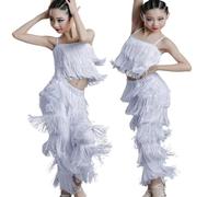 2 Pezzi Abito con Frange,Abiti da Ballo Latino per Bambine,Pantaloni con Nappe Abiti da Pratica,con Nappe a Canotta Set di Costumi,per Esercizi di Salsa di Tango
