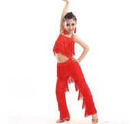 2 Pezzi Abito con Frange,Abiti da Ballo Latino per Bambine,Pantaloni con Nappe Abiti da Pratica,con Nappe a Canotta Set di Costumi,per Esercizi di Salsa di Tango