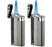 2 Pezzi Accendino a Jet Antivento: Accendino a Gas Ricaricabile, Accendino Antivento a Jet, Accendino a Gas per Cucina, Barbecue, Campeggio (Venduto senza Gas Butano)