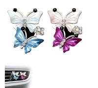 2 Pezzi Accessori Auto Donna Clip Con Fiore Farfalla per Presa D'aria Condizionata per Auto, Accessori Auto Rosa, Accessori Auto Interni, Diffusore Profumo Auto a Farfalla Con Clip (Rosa + Blu)