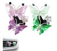 2 Pezzi Accessori Auto Donna Clip Con Fiore Farfalla per Presa D'aria Condizionata per Auto, Accessori Auto Rosa, Accessori Auto Interni, Diffusore Profumo Auto a Farfalla Con Clip (Verde + Viola)