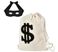 2 Pezzi Accessori Costume da Ladro con Maschera Ladro, Sacco per Soldi, Costume da Bandito, Accessori Costume Carnevale per Adulti Bambini Gioco di Ruolo di Carnevale Halloween Cosplay Festa(C)