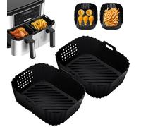 2 Pezzi Accessori Friggitrice ad Aria per Ninja Double Stack XL Teglie Friggitrice ad Aria SL400EU 9.5L, Foodi Max Dual Zone AF400EU, AF300EU 7.5L, Silicone Teglia per Friggitrice ad Aria