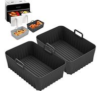 2 Pezzi Accessori Friggitrice ad Aria per Ninja Dual AF400EU AF300EU, Teglie per Friggitrice ad Aria, Teglia Silicone Contenitori Carta Forno Riutilizzabile Silicone per Tower Instant