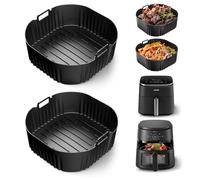 2 Pezzi Accessori Friggitrice ad Aria Philips,23CM Silicone Teglia per Friggitrice ad Aria Liners per Cosori Turboblaze 5,5L/6L/6,2L, Philips 2000 NA230 6,2L, Russell Hobbs 8L