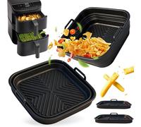 2 Pezzi Accessori Friggitrice ad Aria, Teglia Silicone Per COSORI Turbo Tower Pro 10,8L(6,5L & 4,3 L), Air Fryer Contenitori Cestello Riutilizzabile, Tappetino Stampi in Silicone per Airfryer