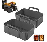 2 Pezzi Accessori Friggitrice ad Aria, Teglia Silicone Per Friggitrice ad Aria Cestello Friggitrice ad Aria Air Fryer Liners Applicabile Airfryer Ninja Dual Zone Foodi AF300EU AF400EU Tower T17088