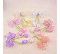 2 pezzi Accessori per capelli con fiocco in pizzo a forma di tulipano, elastici per chignon, trecce e coda di cavallo, adatti per il ritorno a scuola, uso quotidiano, vacanze e accessori per capelli p