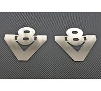 2 Pezzi Acciaio Inox Lucidato Metallo V8 Distintivo Firmare Cromo Accessorio per