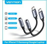 [2 Pezzi] Adattatore Audio USB Type-C a Jack da 3,5 mm Vention con DAC per iPhone 17 16 15 Xiaomi