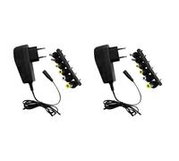 2 Pezzi Adattatore di Alimentazione DC Universale 2A con Spina UE, Trasformatore Alimentatore Regolabile 3V 4,5V 5V 6V 7,5V 9V 12V, Con 6 Adattatori Inclusi