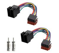 2 Pezzi Adattatore ISO per Autoradio Universale, 16 Pin Cavo con Connessione ISO Femmina a Maschio e Adattatore Antenna Compatibile con Fiat Panda Punto Alfa Romeo VW Mercedes Renault Clio Megane